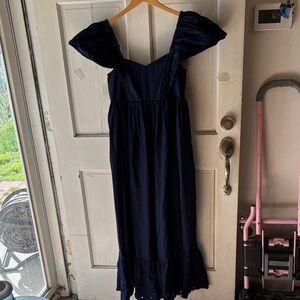 crown & ivy Navy Smocked Eyelet Maxi Dress